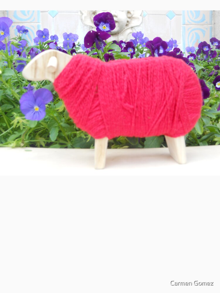 Red Yarn Sheep – Creative Art Photography with Flowers by Carmen Gomez