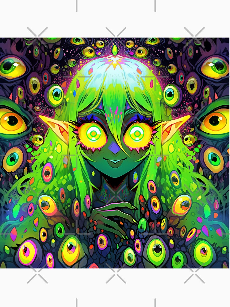 Weird Alien Anime Girl and Creepy Eyes by bubblegoth