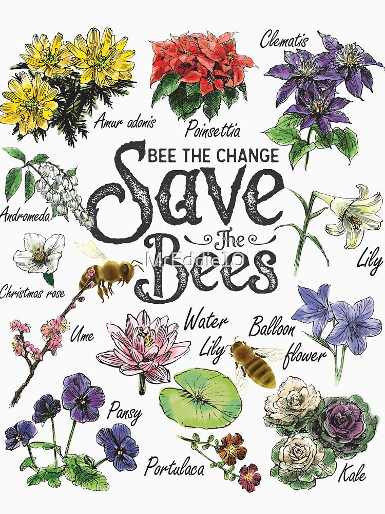 Save The Bees Flowers Honey Bee Decline Clipart by MrEddie10