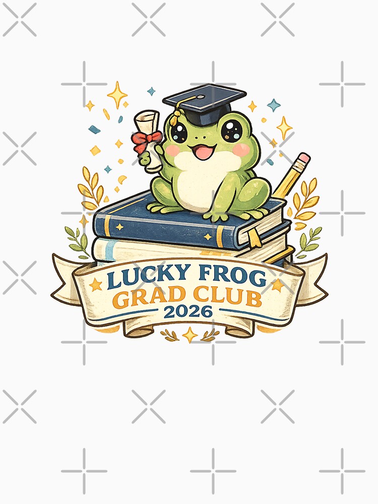 Lucky Frog Grad Club 2026 Cute Collegiate Graduation Art by Bratak