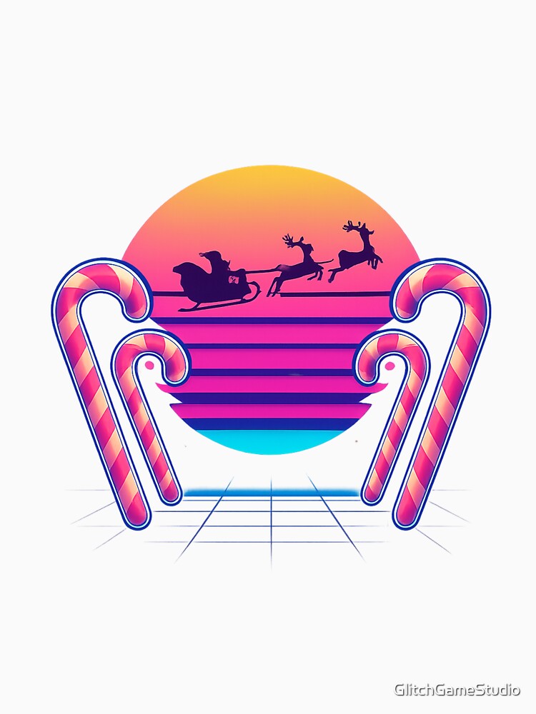 Retro Christmas Sunset – Vaporwave Holiday Santa Design by GlitchGameStudio