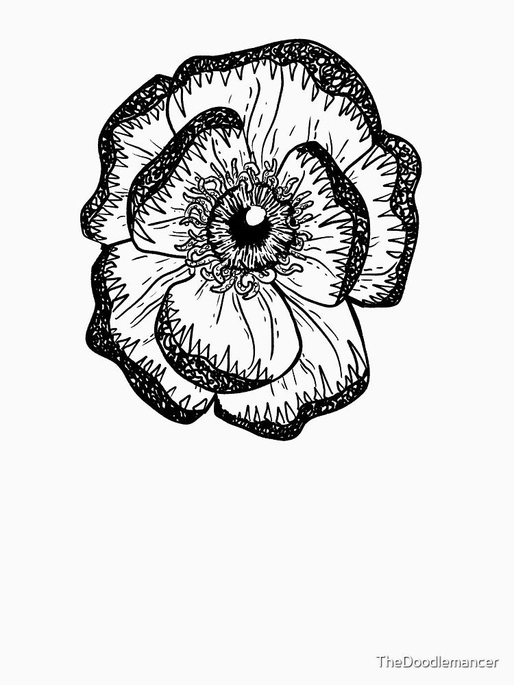 Toothy magnolia: surreal flower black by TheDoodlemancer