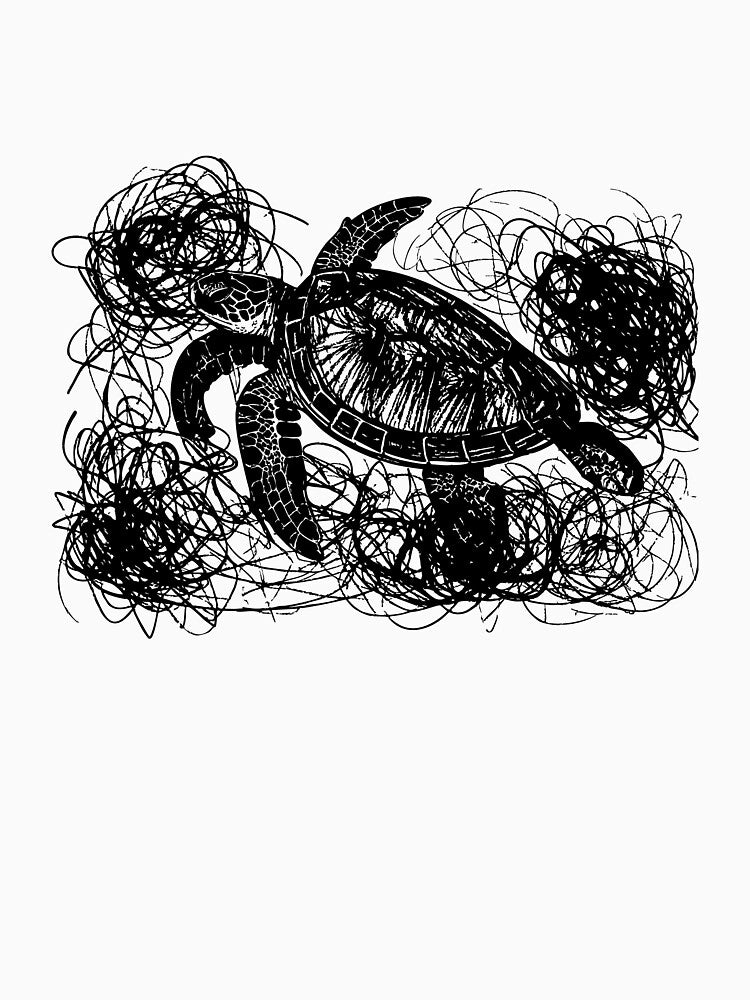 Sea Turtle Trapped in Ocean Debris by Artprintmaking