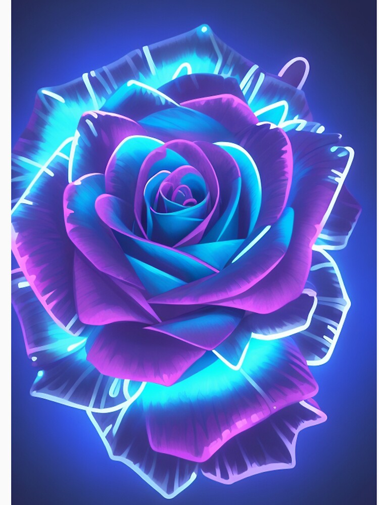 Rose Neon Dark Blue Light Collage by Yellowriversss