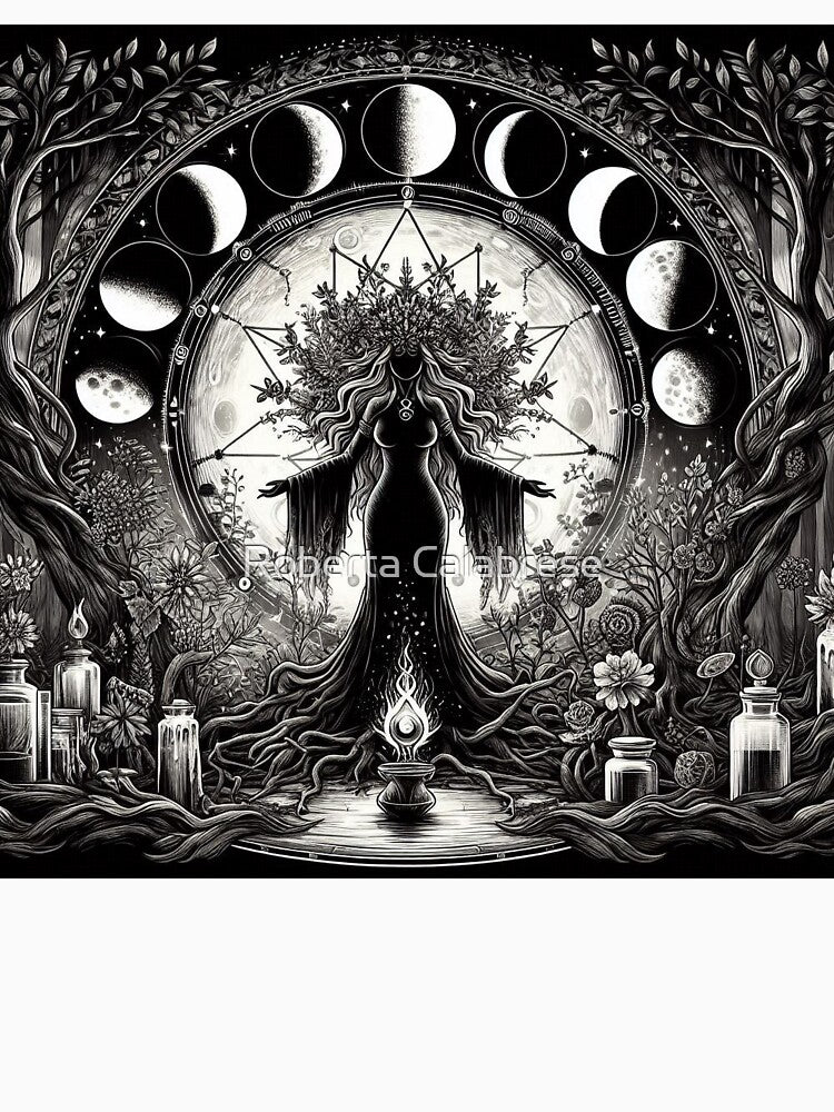 Lunar Ritual Goddess Illustration by Roberta Calabrese