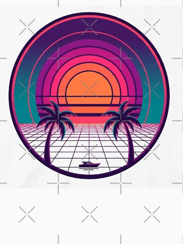 Retro Sunset Palm Trees Vaporwave Grid – 80s Synthwave Aesthetic Beach Design by sedyCompany