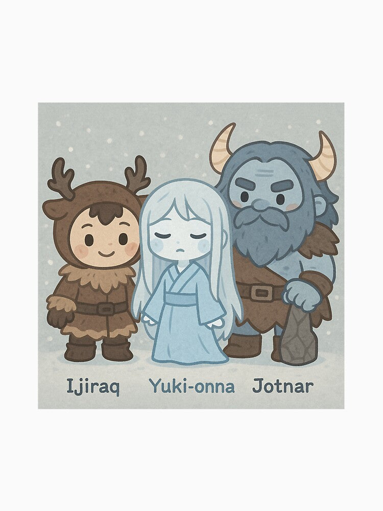 Ijiraq, Yuki-Onna and Jotnar 09 by AIfolklore