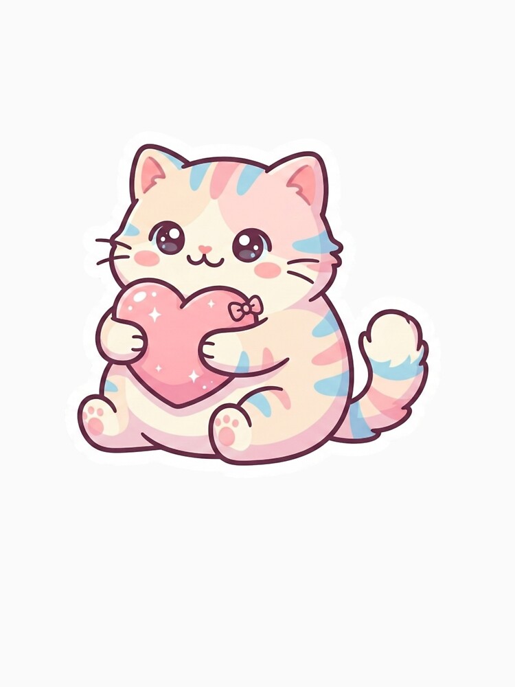 Emotional Support Cat Sticker – Cute Kawaii Cat Vinyl Sticker for Laptop, Water Bottle & iPad by pixelandpalette