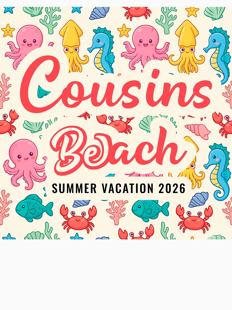 Cousins Beach Summer Vacation 2026 Kawaii Sea Animal Pattern by PixelWaveBD