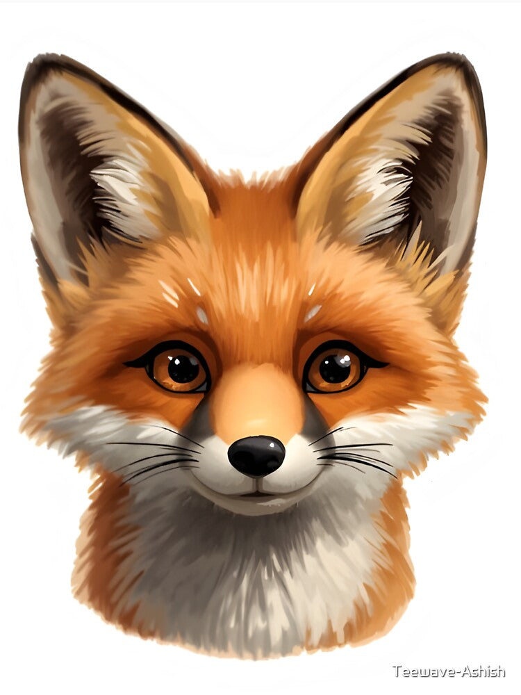 Cute Baby Fox Face Sticker by Teewave-Ashish