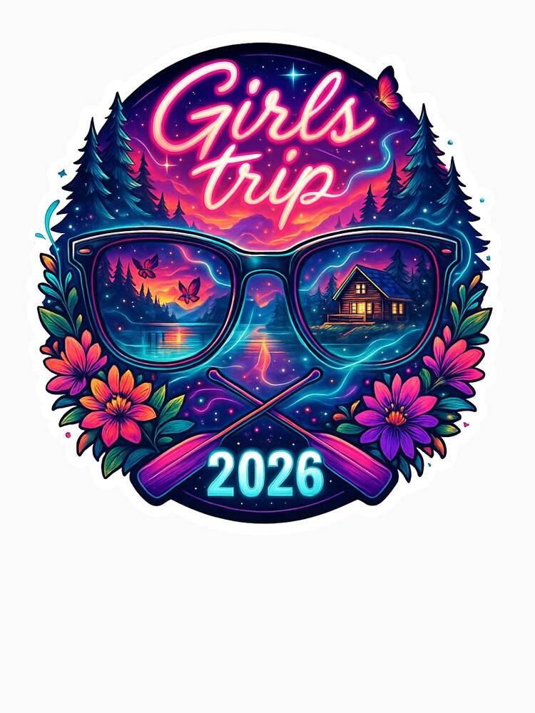 Girls Trip 2026 Sticker – Retro Neon Travel Design by CoachEkong