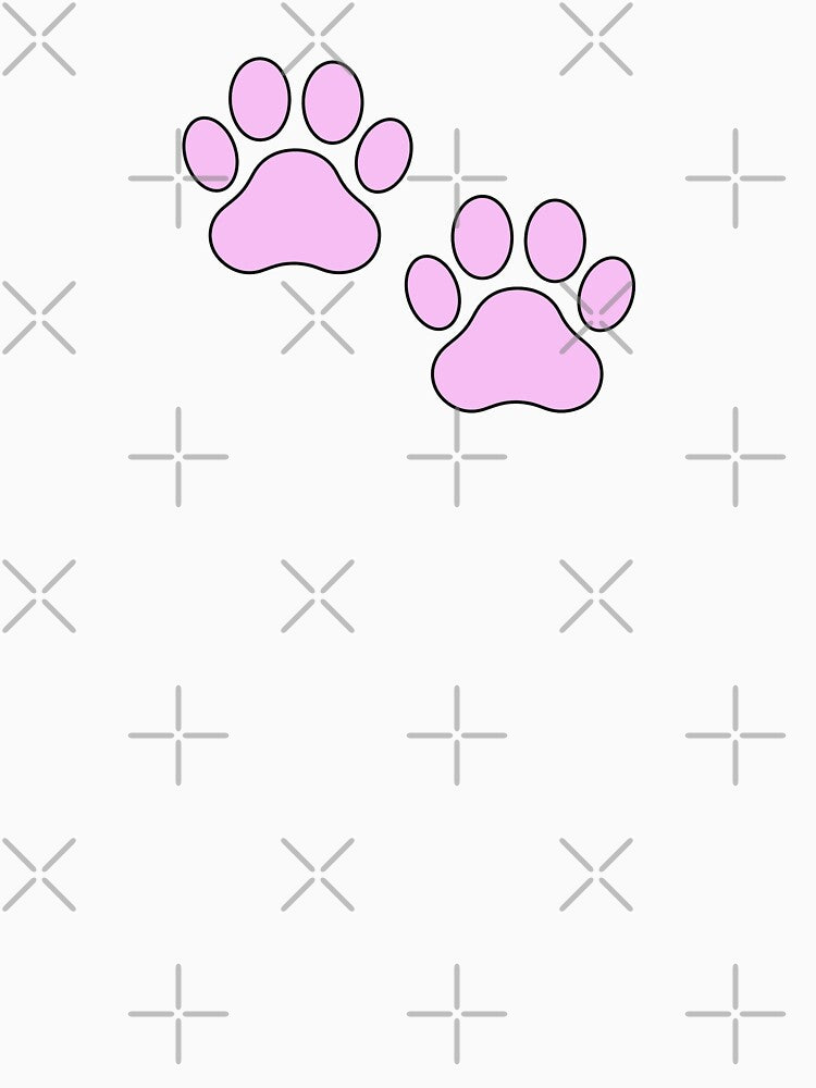 V3 Pastel Pink Cat - Dog Paw Prints Cute Filled Line Art by CraftMuse19