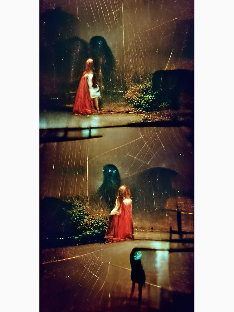 A girl meeting the devil in the rain at night by kiertwice