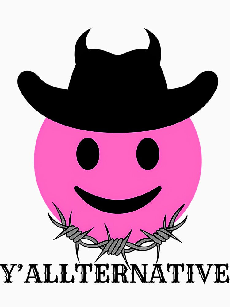 Yallternative Pink Smiley Face Cowboy Art by amziwcfogwz22