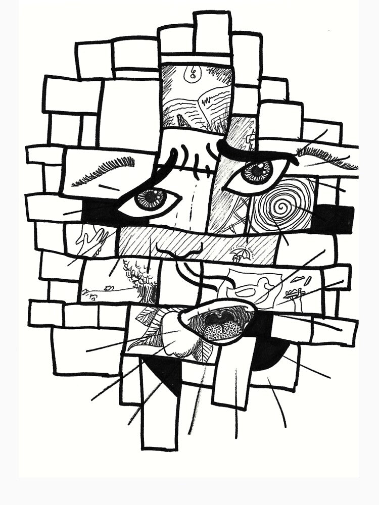 Mind Chaos Clean Black White Marker Drawing by BOKEbyTC