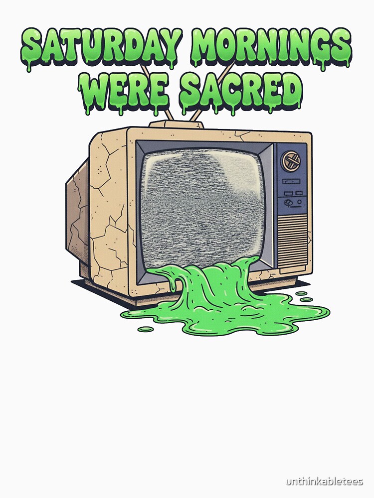 Retro Static 90s Cartoon Vibes - Saturday Mornings Were Sacred by unthinkabletees