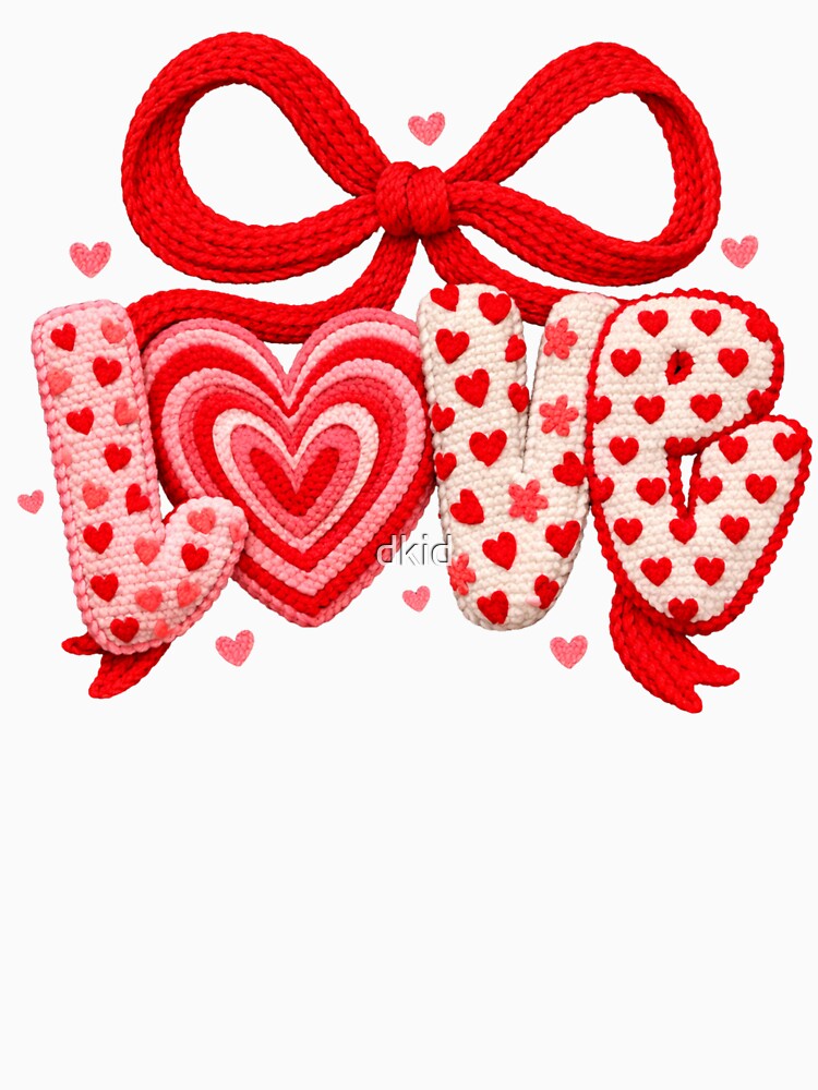 LOVE Faux Yarn Valentine Design | Coquette Heart Bow & Knit Texture by dkid creations