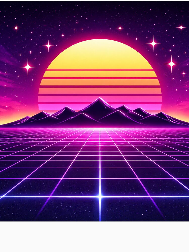 Neon Retro Sunset Synthwave Horizon Minimal Aesthetic Design by Sadia  Jannat