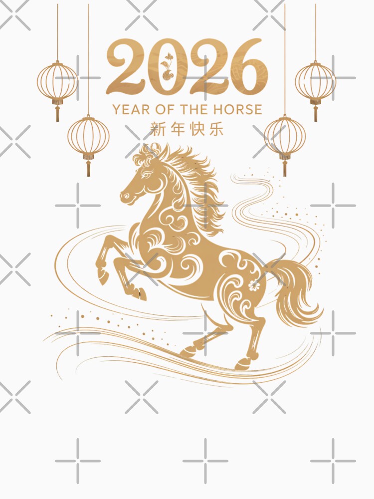 2026 Year of the Horse Golden Horse Chinese New Year Design by Gogetgiggles