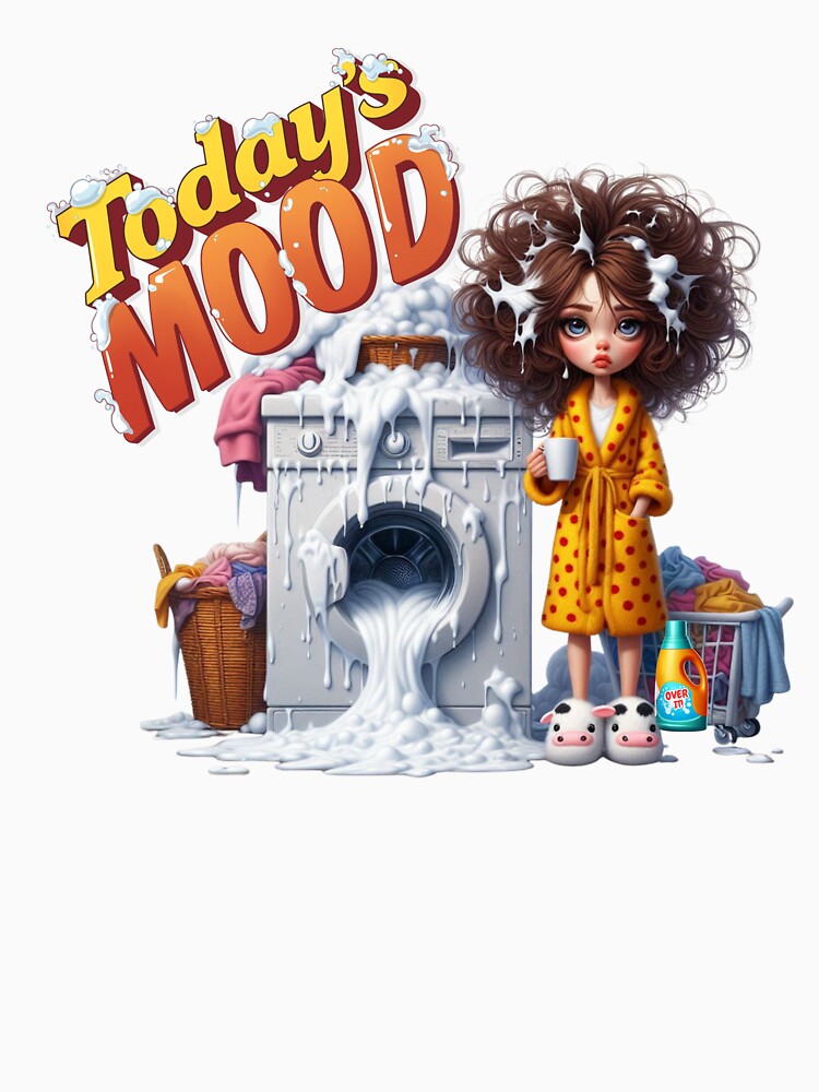 Today's Mood: Overwhelmed Mess Laundry Day Chaos Girl with Coffee by LazyScreations