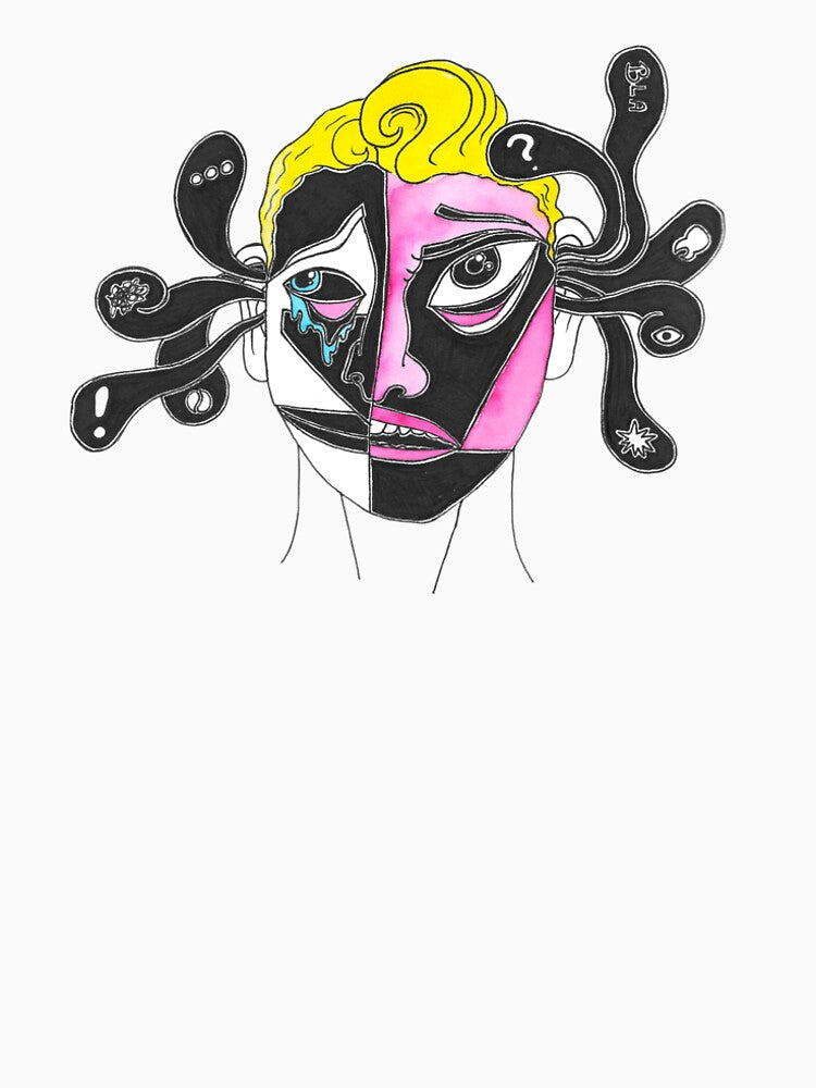 Loud Thoughts Out Of Control Drawing Clean Black White Marker by BOKEbyTC