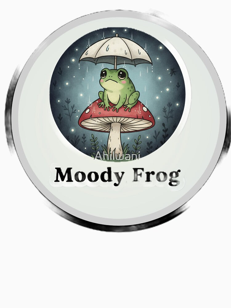 Cute Frog with Umbrella Sticker Design by Ahilwani