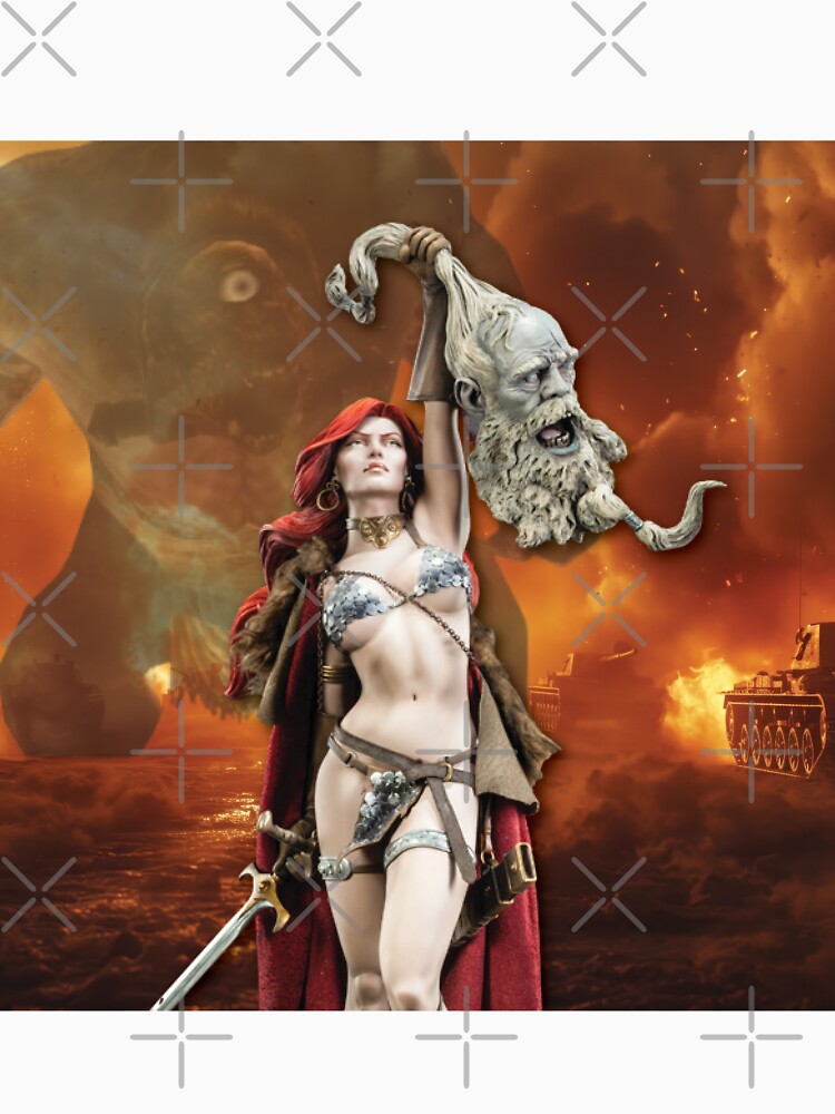 Sexy Red Warrior in Fire – Fantasy Sword Fighter, Bold Female Power Art | Red Vixen Energy by GraphixKing999