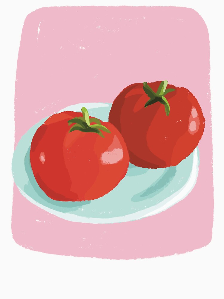 Two Tomatoes on Plate Drawing by ShannonSArtwork