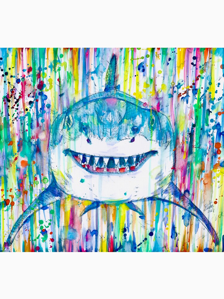 HAPPY SHARK - watercolor portrait by lautir