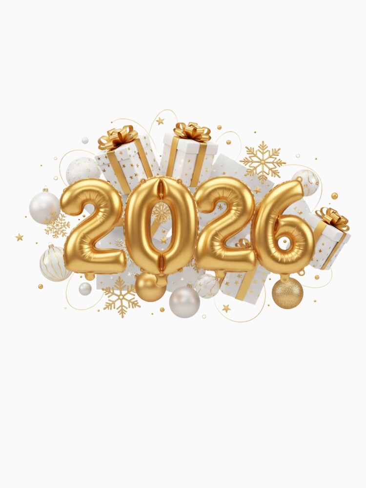 2026 happy new year sticker sticker Chic 2026 Minimalist Gold New Year Art by Omikook