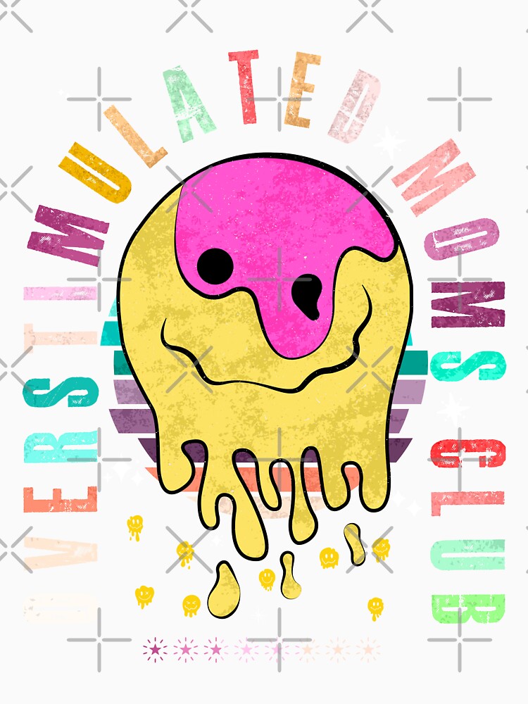 Overstimulated Moms Club Funny Saying Women Groovy Mothers by AJ DESIGN