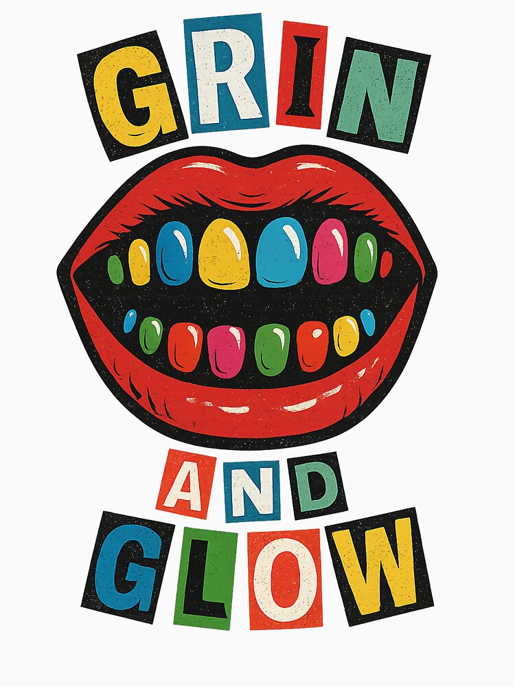 Bold Candy Teeth Mouth with Flash That Smile Ransom Note Slogan by Taylor Bb