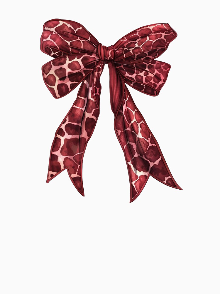 Aesthetic Cute Red Giraffe Print Bow by DigitalLegends1