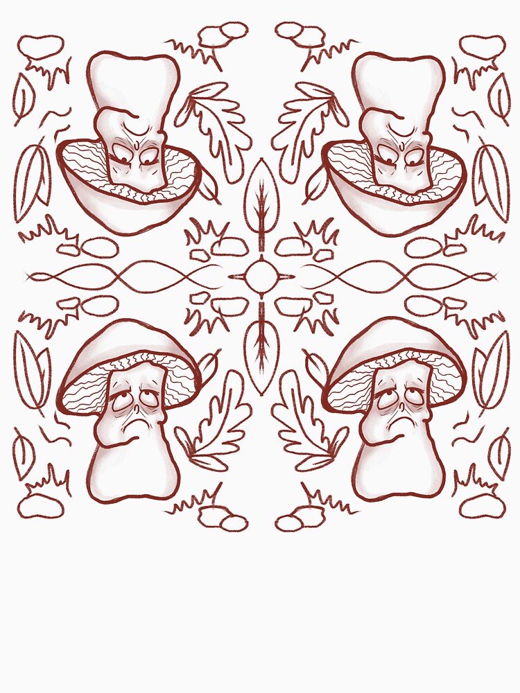 Sad Mushroom Pattern Cute Melancholy Characters by Pryhozha