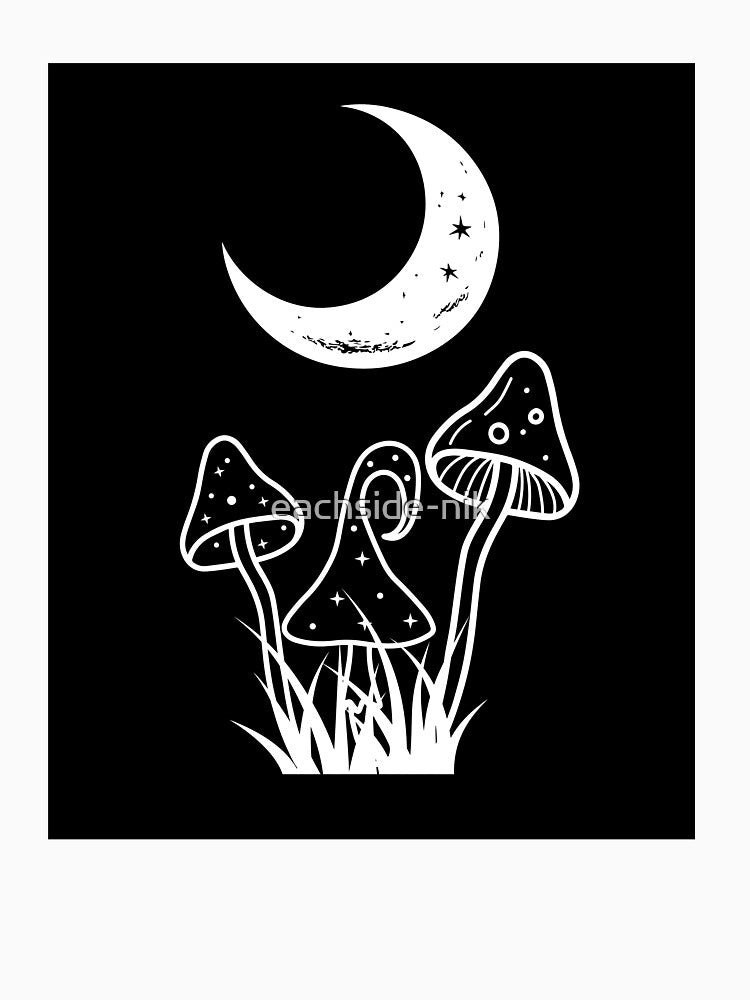 Celestial Mushroom Moon – Mystic Night Forest Design by eachside-nik