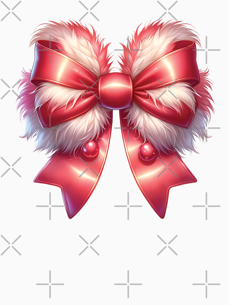 Cute Fluffy Christmas Red Bow by DesignRealmX