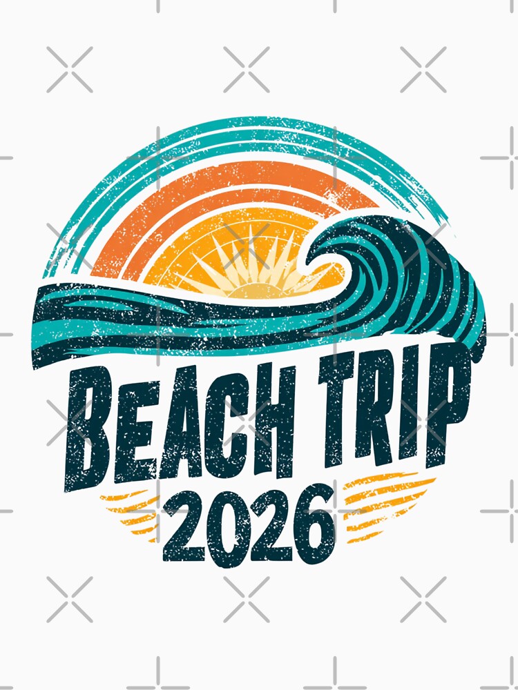 Retro Beach Trip 2026 Distressed Wave and Sunset Summer Vacation Shirt by StickerHavenn