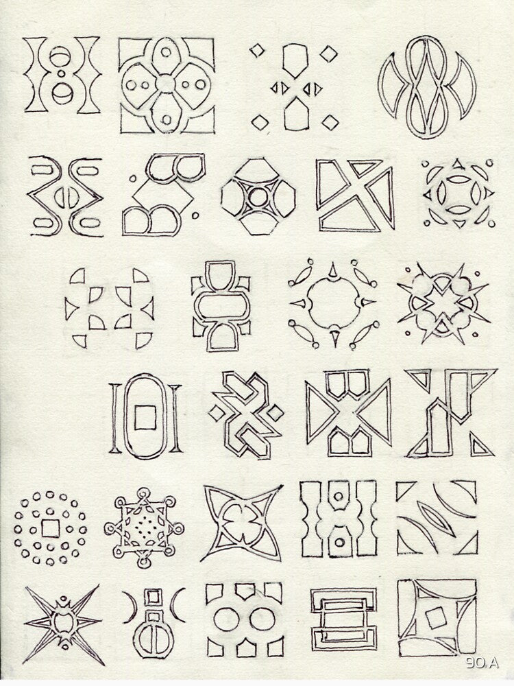 Hand-Drawn Ballpoint Pen Symbols: Authentic Ink & Paper Texture Collection by 90 A