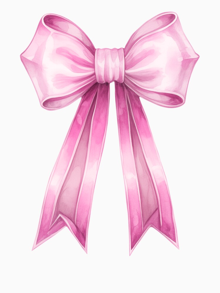 Coquette Pink Satin Bow Illustration Aesthetic by sunnivamla