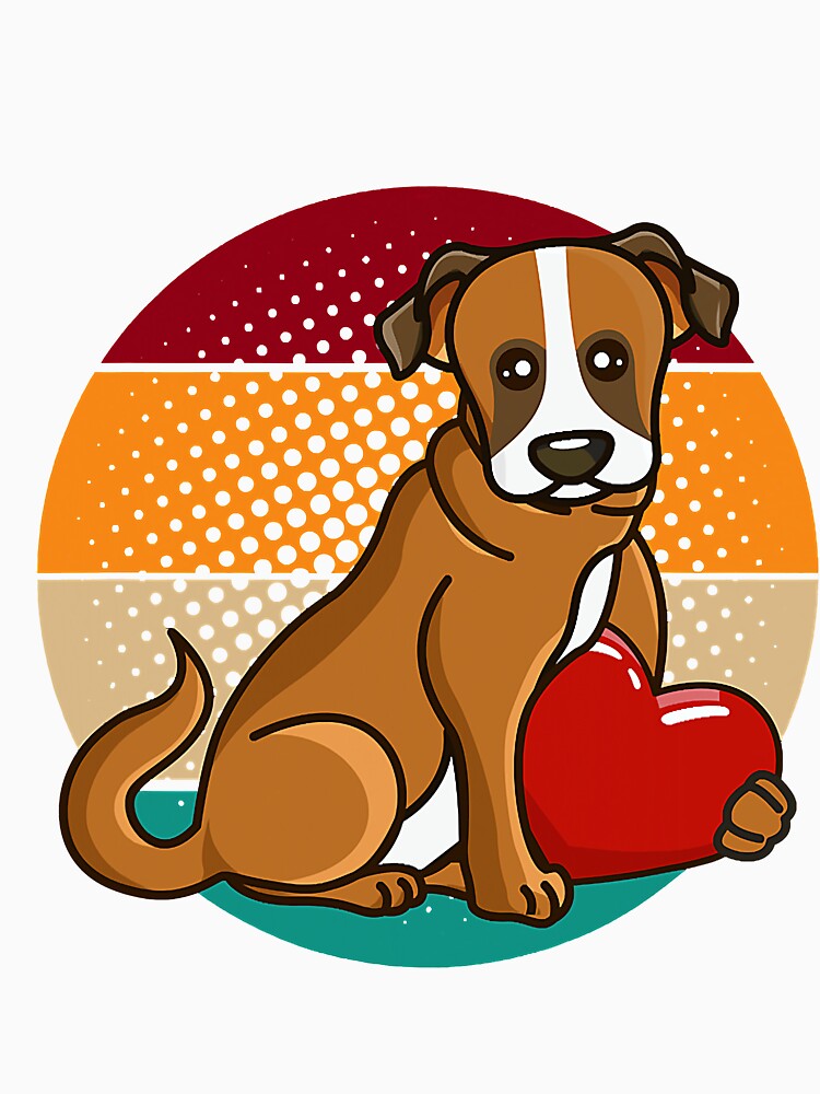 Cute Boxer Dog Valentines Day Heart Retro Sunset by LemmikkiBadley