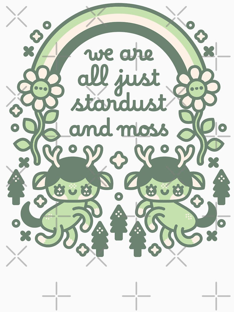 We Are All Just Stardust and Moss – Cute Cottagecore Forest Design by musingtreeart