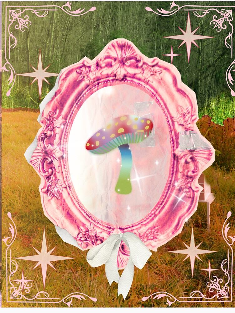Vintage Nature Mushroom with Pink Mirror by bowsbotanicals