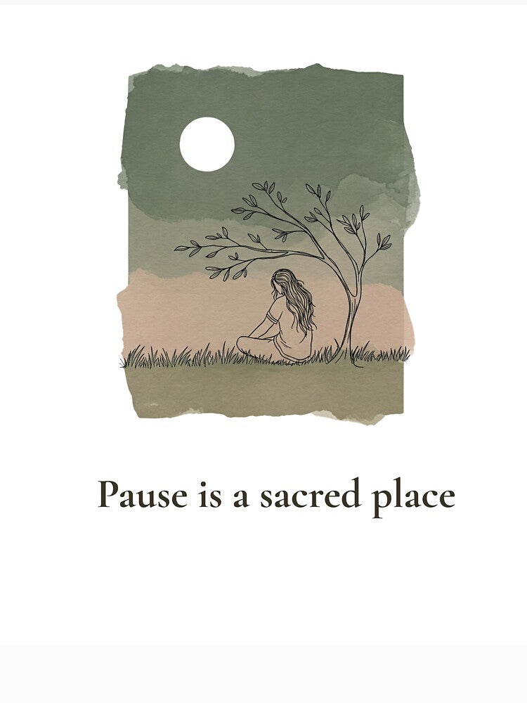 Pause Is a Sacred Place – Line Art Nature Illustration | Gentle Stillness Print by KindByNature