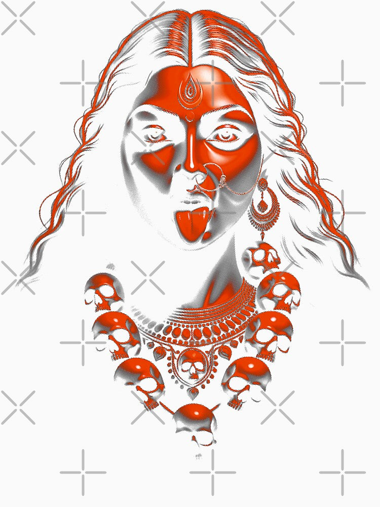 Kali Goddess Dark Aesthetic Skull Art | Red Black Divine Streetwear Design by thepixfactory