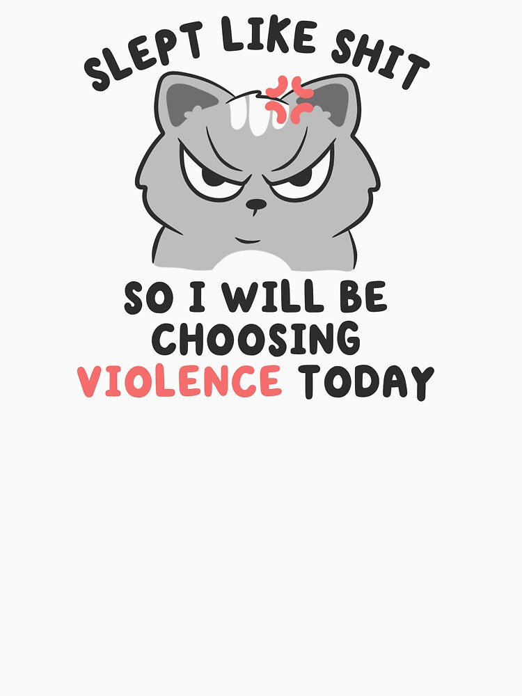 slept like shit, will choose violence angry cat by kaybowzie