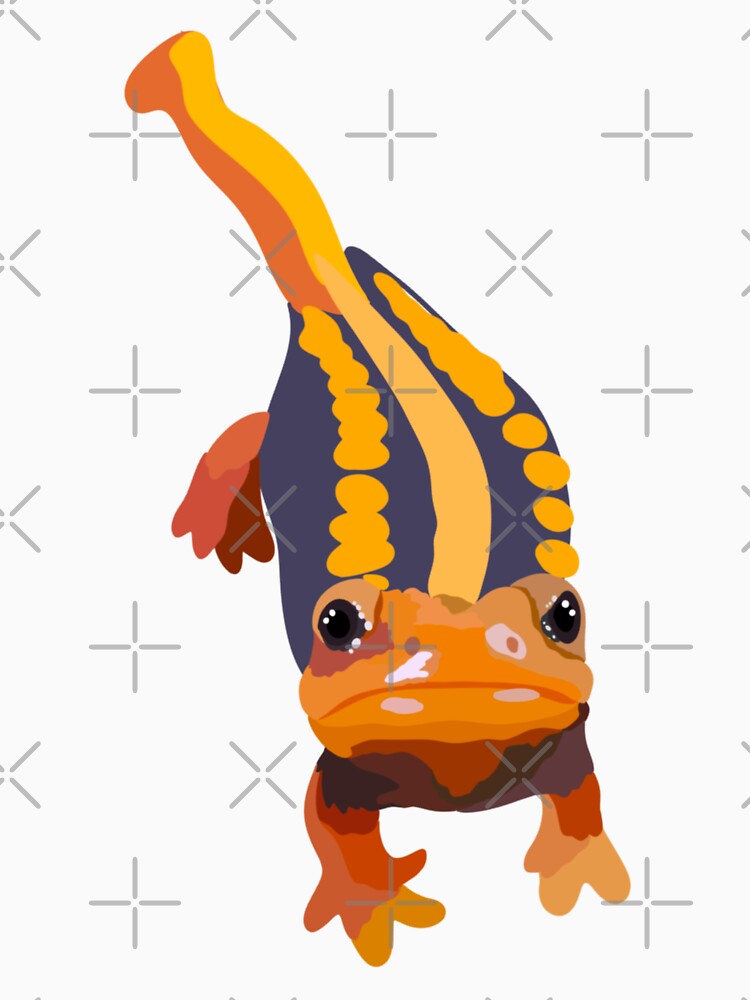 E is for Emperor Crocodile Newt,Emperor Newt – Vibrant and Exotic Amphibian Wildlife Illustration by PrettylittlepastelUk