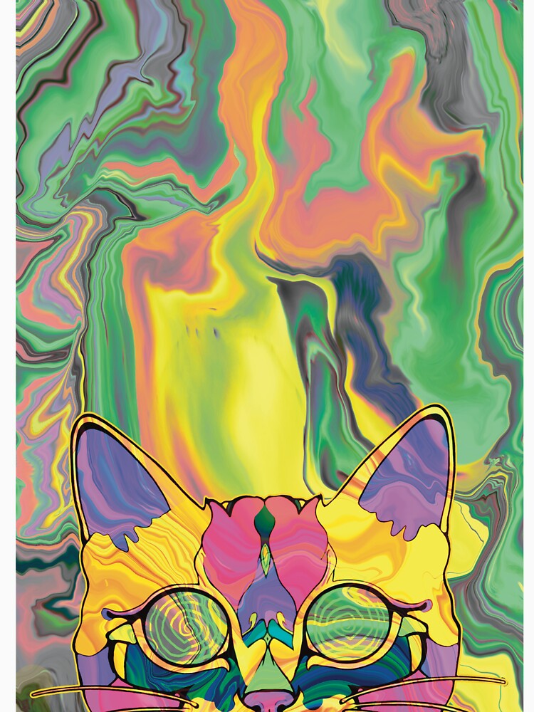 Psychedelic Trippy Cat – Neon Bloom by Odd Mood Studio