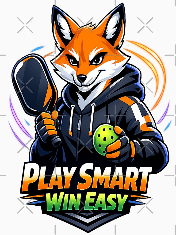 Play Smart Win Easy Fox Pickleball Neon Art by Xemora