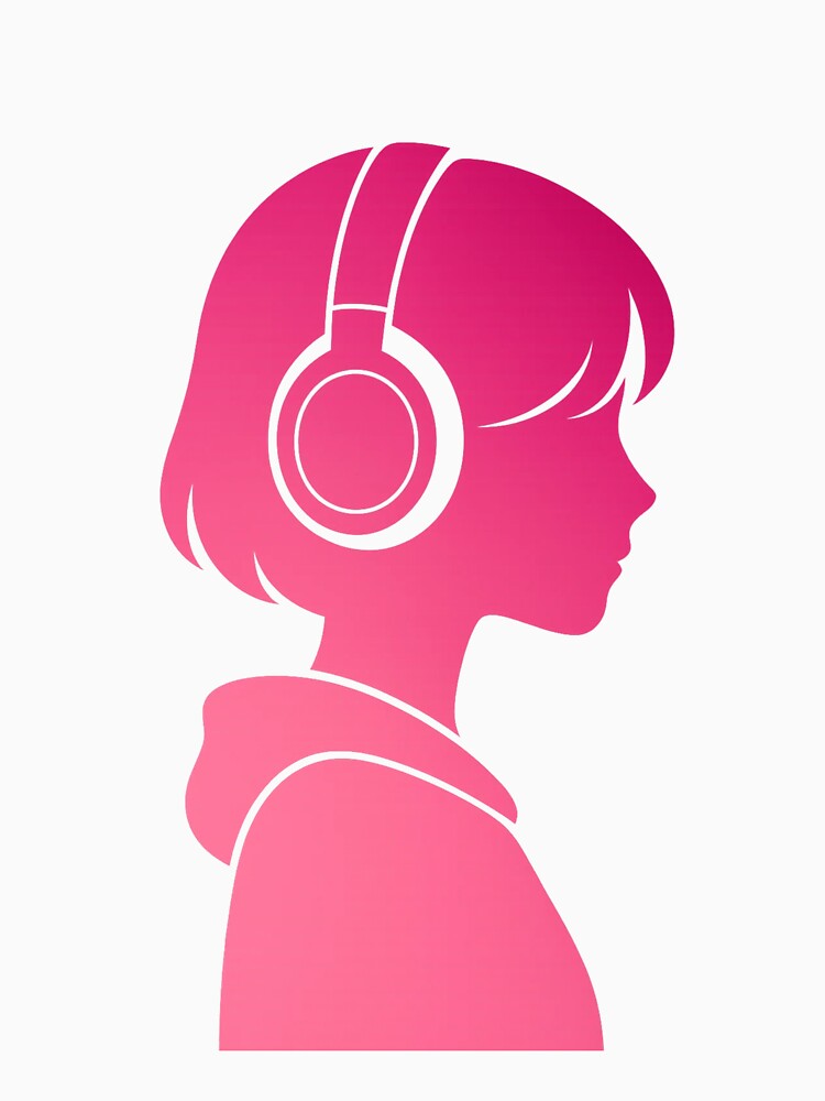 Lo-Fi Girl – Minimalist Headphones Silhouette in Pink Gradient by PocodotCreations