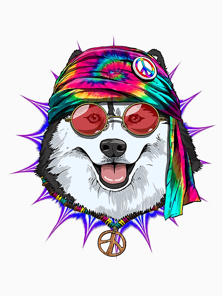Tie Dye Hippie Siberian Husky Hippiness Peace Love Dog 687 by ThanhNgong